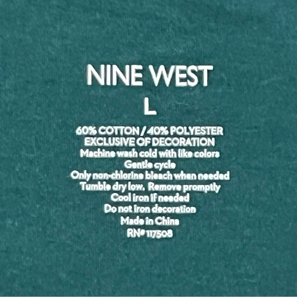 Nine West Teal Stay Cozy T-Shirt Size Large